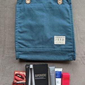 New FEED Canvas Market Tote Sea Blue Bundle